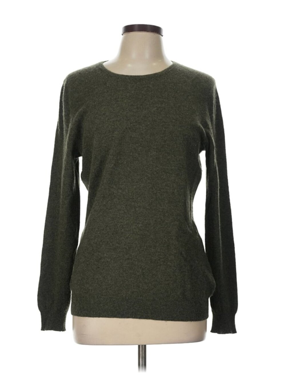Charter Club 100% Cashmere Green/Grey Crew Neck Sweater Size L